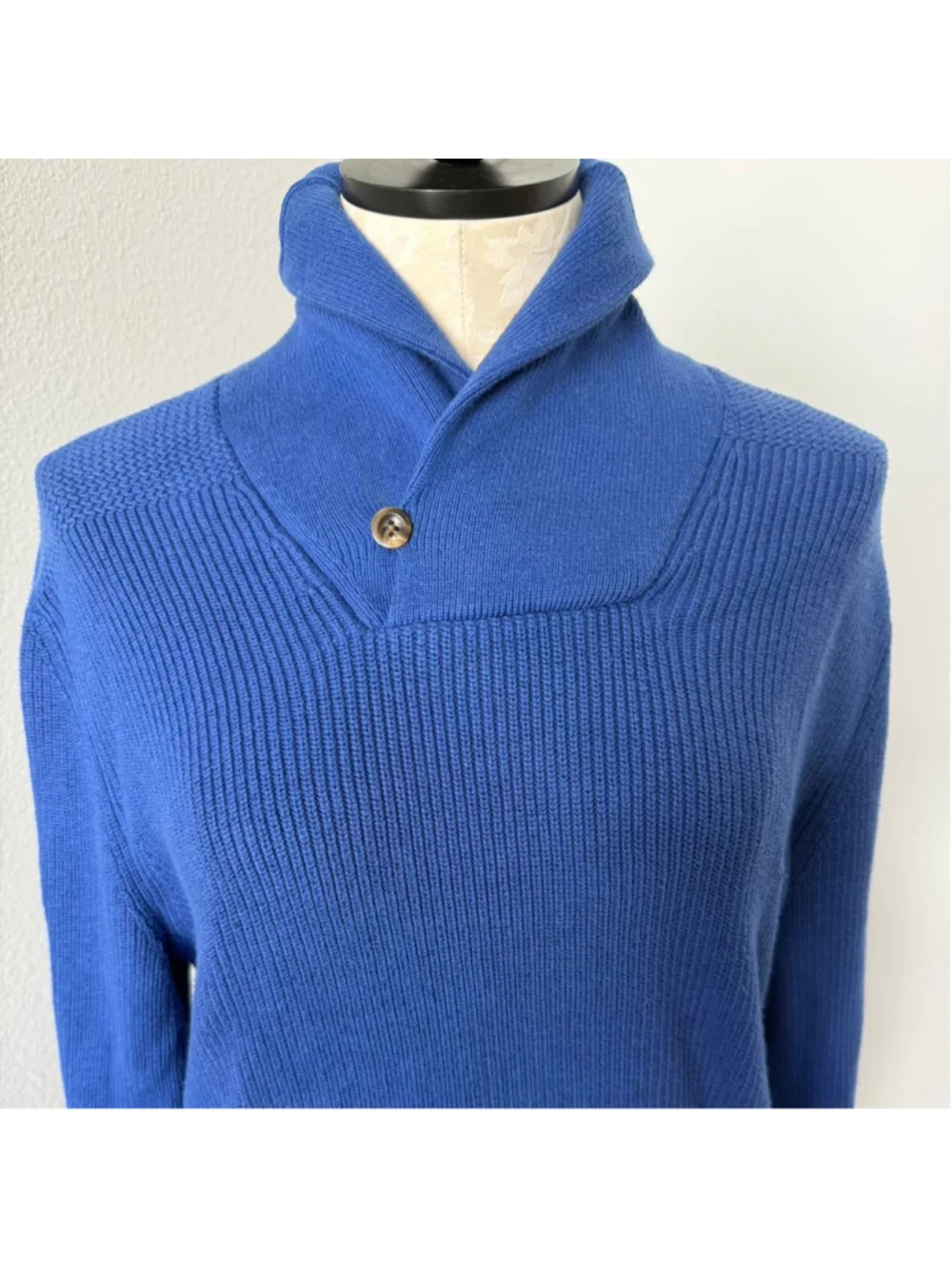 Club Monaco Blue Knit Cotton & Cashmere Blend Cowl Neck Sweater - Size M